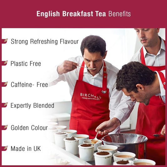 Birchall English Breakfast Tea Bags, English Tea Bursting With Full Flavour, Perfect Vegan Gifts, 25 Enveloped Plant-Based Tea Bags
