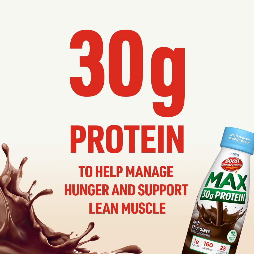 BOOST Glucose Control Max 30g Protein Nutritional Drink, Rich Chocolate, 11 Fl Oz (Pack of 12) : Grocery & Gourmet Food