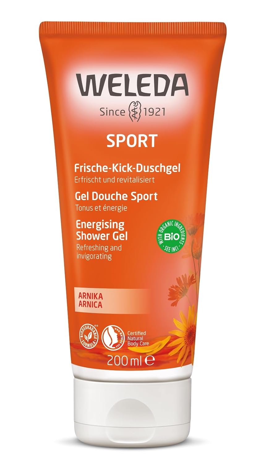 Weleda Sport Arnica Shower Gel, 6.8 Fluid Ounce, Plant Rich Cleanser with Arnica, Rosemary and Lavender
