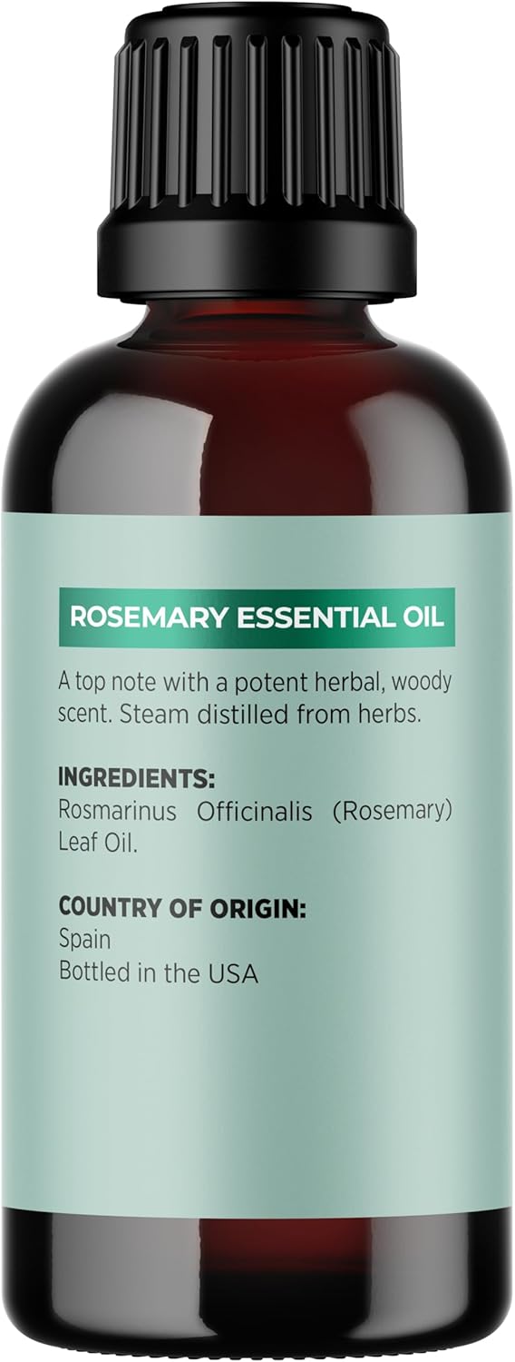 Pure Rosemary Essential Oil for Aromatherapy - Pure Rosemary Oil for Hair Skin and Nails - Refreshing Rosemary Essential Oil for Diffusers Plus Dry Scalp Treatment and Hair Oil for Shine