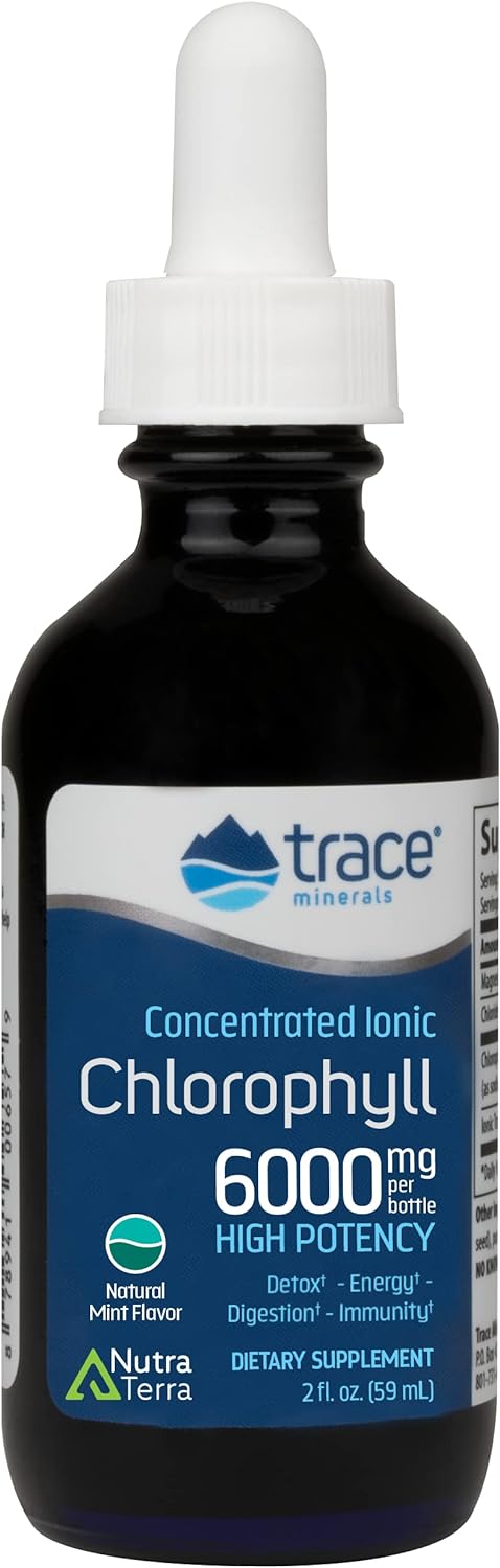 Trace Minerals | Concentrated Ionic Chlorophyll | Supports & Immune Function | Antioxidant | Supports Blood & Energy | Mint Flavored | 2.0oz 6,000mg/bottle