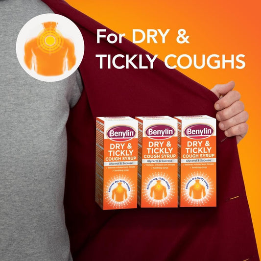 Benylin Dry And Tickly Syrup, Targeted Relief For Your Cough, Medicine For Adults And Children, 150 Ml