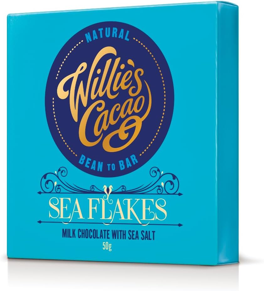 Willie'S Cacao - Sea Kissed Almond Milk Chocolate Bar - 44% Milk Chocolate With Roasted Almonds And Cornish Sea Salt - 50G X 12 - Artisan Chocolate - Bean To Bar
