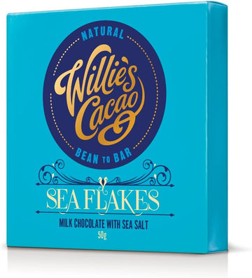 Willie'S Cacao - Sea Kissed Almond Milk Chocolate Bar - 44% Milk Chocolate With Roasted Almonds And Cornish Sea Salt - 50G X 12 - Artisan Chocolate - Bean To Bar