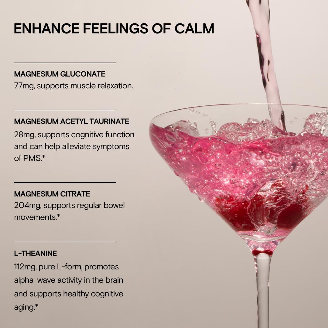 Magnesi-Om Supplement for Calm, Relaxation & Regularity with Magnesium & L-Theanine - Sugar Free Berry Flavor : Health & Household