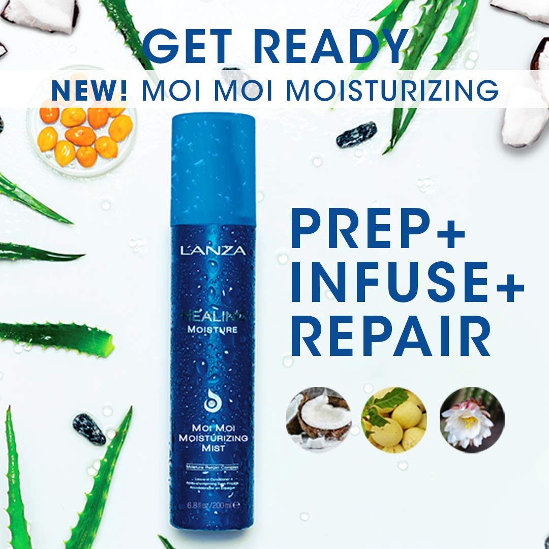 L’ANZA Healing Moisture Moi Moi Moisturizing Mist, Oil Spray With Vitamin E, Moisturizes and Refreshes Dry and Coarse Hair, Detangles, Restores Elasticity & Revives Damaged Hair (6.8 Fl Oz)