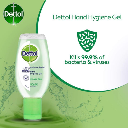 Dettol Antibacterial Hand Sanitiser With Aloe Vera, Multipack Of 12 X 50Ml (Packaging May Vary)