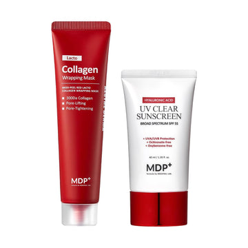 Mdp Red Lacto Collagen Wrapping Mask And Spf 55 Uv Sunscreen Bundle