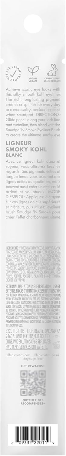 E.L.F. Smoky Kohl Eyeliner, Eye Pencil For Creating Long-Lasting, Bold, High-Pigment Makeup Looks, Vegan & Cruelty-Free, Cloud Nine