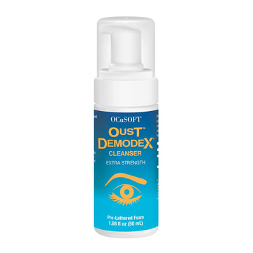 Ocusoft Oust Demodex Foam Cleanser - Extra Strength - Foaming Cleanser For Eyelids & Eyelashes With Tea Tree Oil - Eyelid Cleanser To Remove Oil, Debris & Pollen - 1.68 Fl Oz