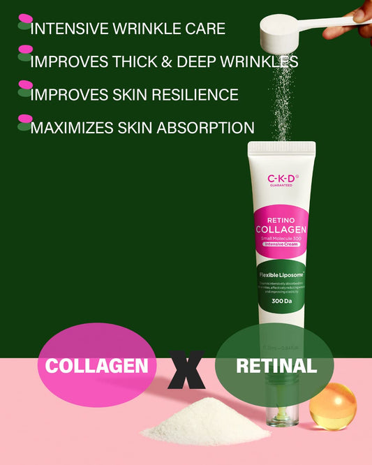 Ckd Retino Retinal And Collagen Intensive Firming Neck Wrinkle Care Cream - Collagen Small Molecule 300, Anti-Wrinkle Night Treatment Cream For Saggy Skin, Reduces Fine Lines, 0.85 Fl.Oz