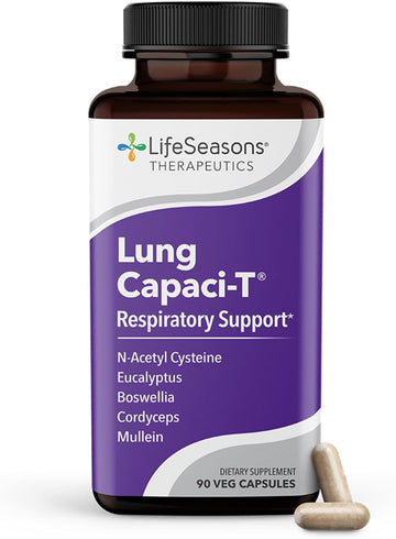 Lung Capaci-T - Respiratory Support Supplement - CoQ10, N-Acetyl Cysteine, Boswellia, Eucalyptus, Mullein, Green Tea, Nettle & Peppermint - Increases Oxygen Capacity & Reduces Mucus - 90 Capsules