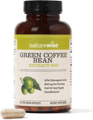 Naturewise Green Coffee Bean Extract - Pure Green Coffee Bean Capsules 800Mg With 50% Chlorogenic Acid Support For Weight Goals, Energy, And Antioxidant - Vegan, Non-Gmo - 60 Capsules[1-Month Supply]