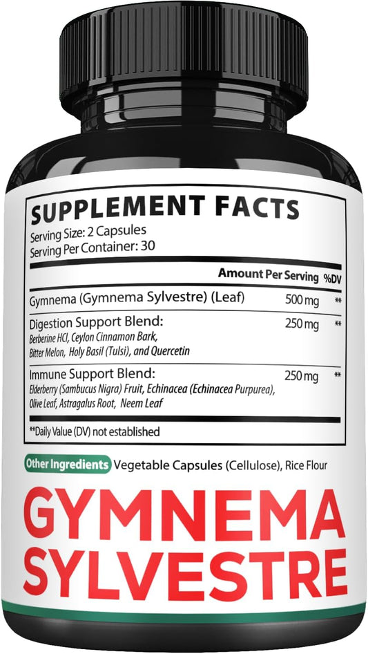 1000Mg Gymnema Sylvestre Supplements - 210 Capsules - Gymnema Extract 20:1 With Berberine Hcl, Quercetin & More - Support For Immune, Digestive Health & Body Management