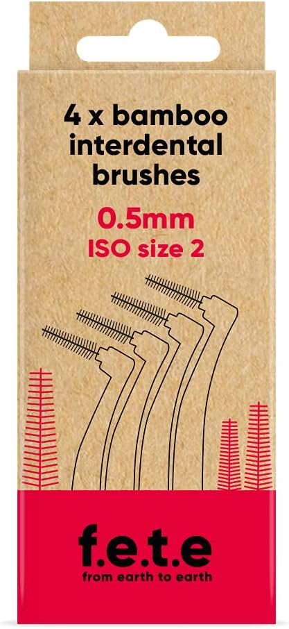 F.E.T.E | Red Iso Size 2-0.50Mm Bamboo Interdental Brushes | Biodegradable & Compostable Handle | Recyclable Soft Bristles | Sustainable | Vegan