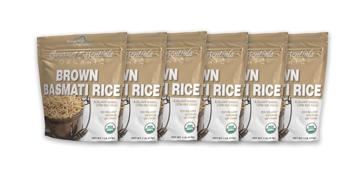 Mountain High Organics, Certified Organic Brown Basmati Rice, Pack of 6 1lb Bags