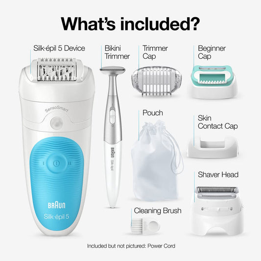 Braun Epilator Silk-Épil 5 5-810, Hair Removal Device, Epilator For Women, Shaver & Bikini Trimmer, Cordless, Rechargeable, Wet & Dry