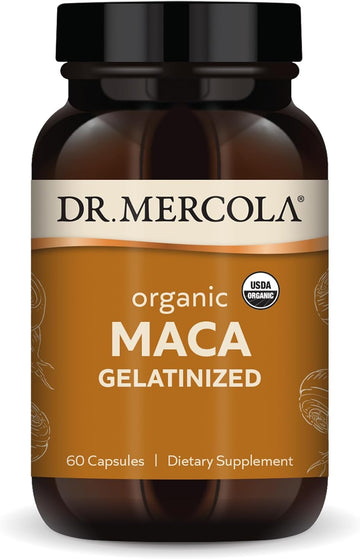 Dr. Mercola Organic Maca Gelatinized Dietary Supplement, 30 Servings (60 Capsules), Non GMO, Gluten Free, Soy Free, USDA Organic