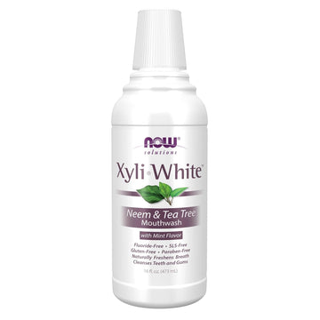 Now Solutions, Xyliwhite™ Mouthwash, Neem And Tea Tree Flavor, Naturally Freshens Breath, Cleanses Teeth And Gums, 16-Ounce