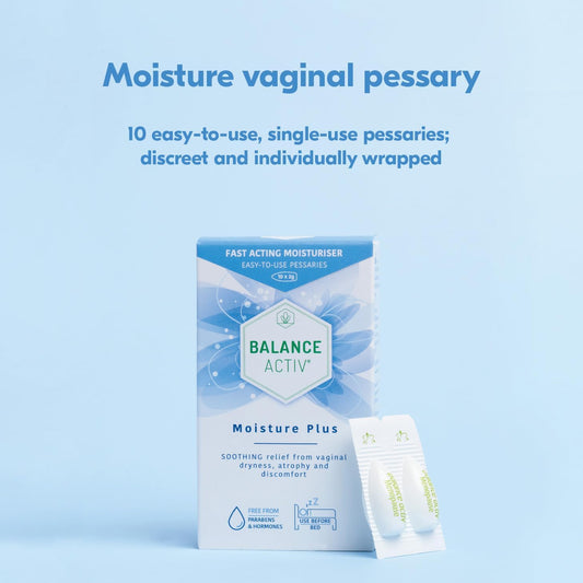 Balance Activ Menopause Moisture Pessaries | Vaginal Moisturiser | Fast, Long-Lasting Relief from Vaginal Dryness and Discomfort | Vaginal Dryness Treatment | 10 Easy to Use Pessaries | Pack of 3