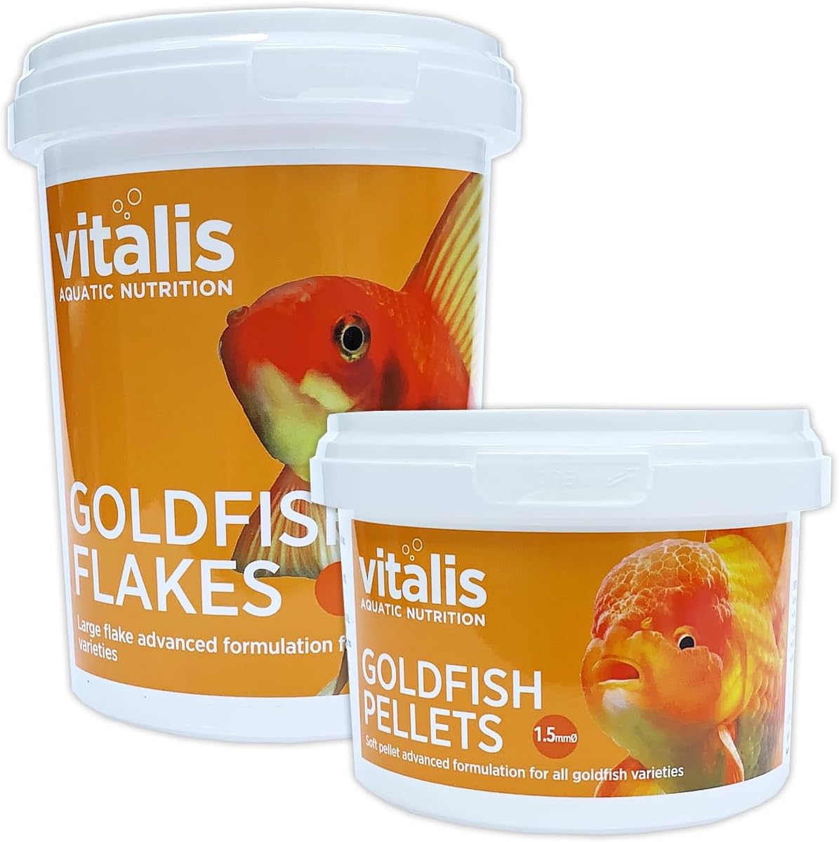 Vitalis Goldfish Flakes 40G & Goldfish Pellets (1.5Mm) 140G For Coldwater Goldfish Fish Food Aquarium Tank