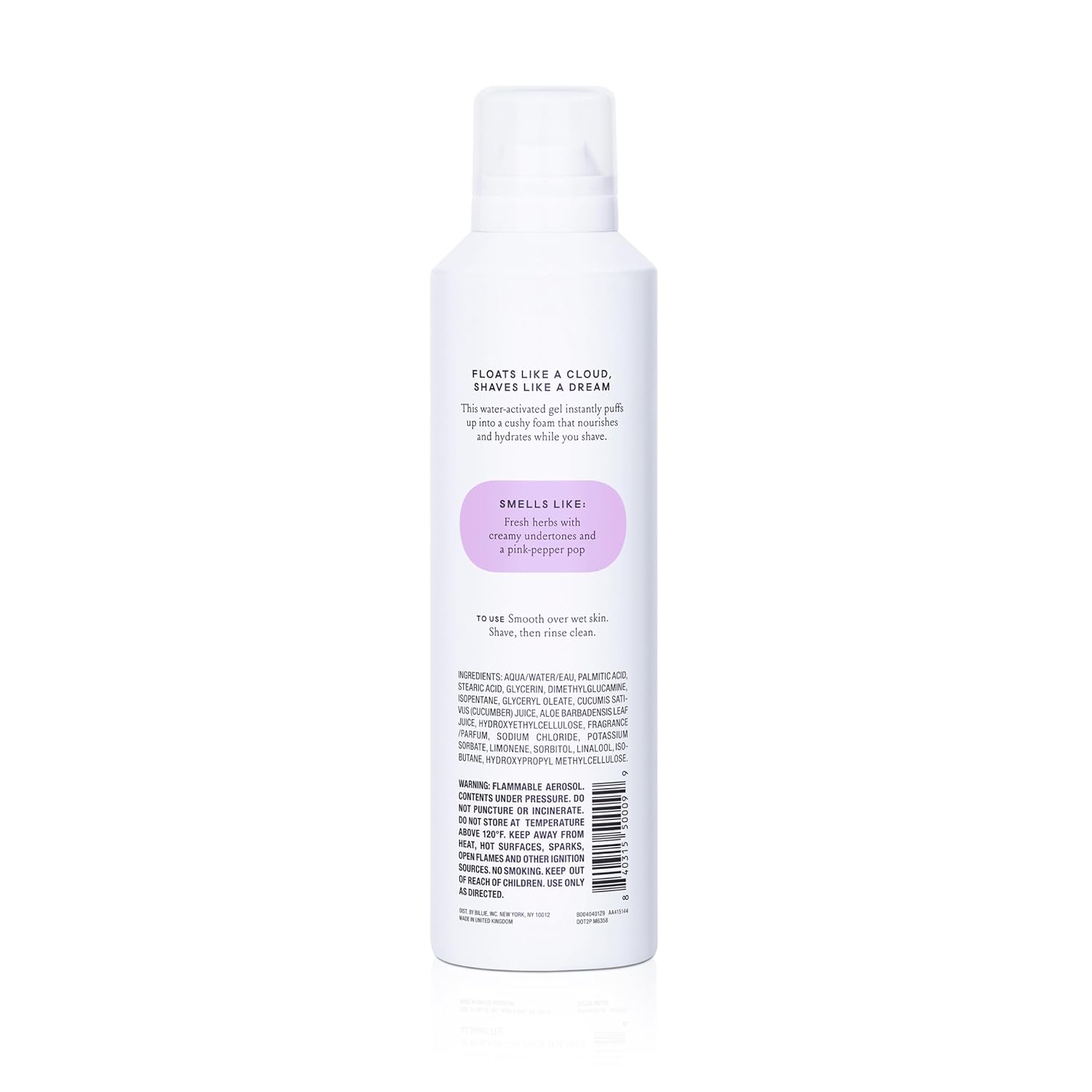 Billie SkyFoam Shave Gel - Lavender Milk Scent - Water-activated Foam - Made With Aloe & Cucumber - For A Close, Smooth Shave - 6.7 fl oz : Beauty & Personal Care