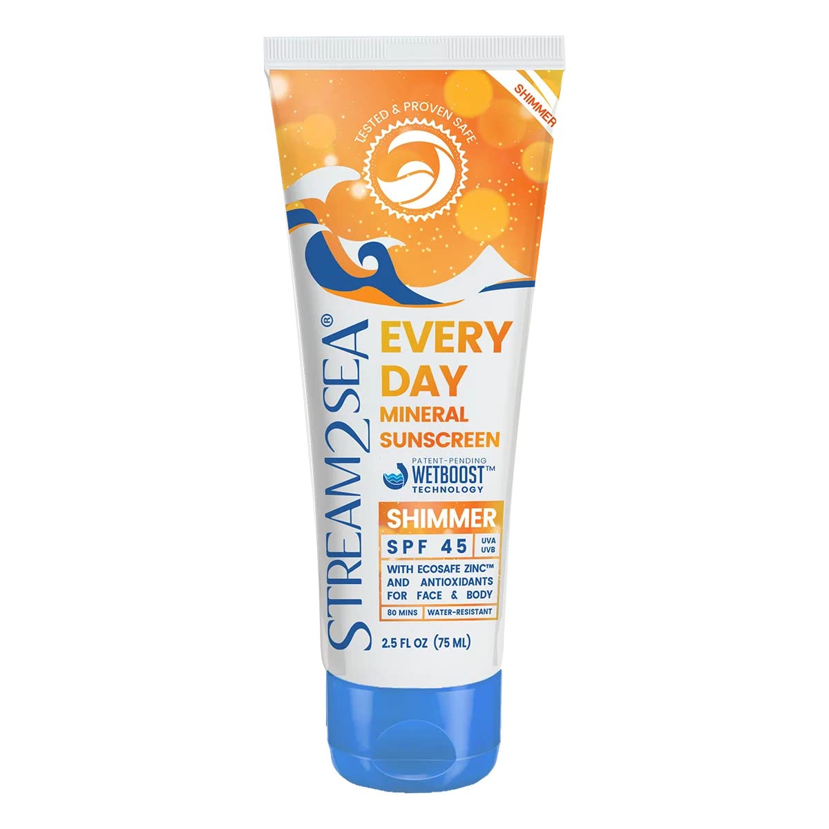 SPF 45 Every Day Shimmer Mineral Sunscreen | 2.5 Fl Oz Biodegradable, Paraben Free & Reef Safe Sunscreen | Non-Greasy, Lightweight & Shimmer Mineral Protection Against UVA & UVB for Face & Body