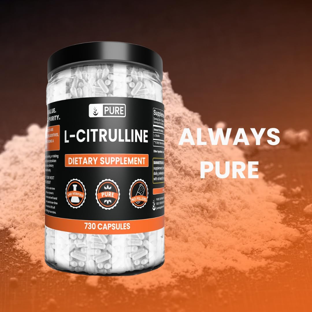 Pure Original Ingredients L-Citrulline No Magnesium Or Rice Fillers, Always Pure, Lab Verified (730 Capsule) : Health & Household