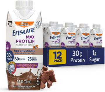 Ensure Max Protein Nutrition Shake | 30G Protein, 1G Sugar, 4G Fiber Blend | 12 Pack