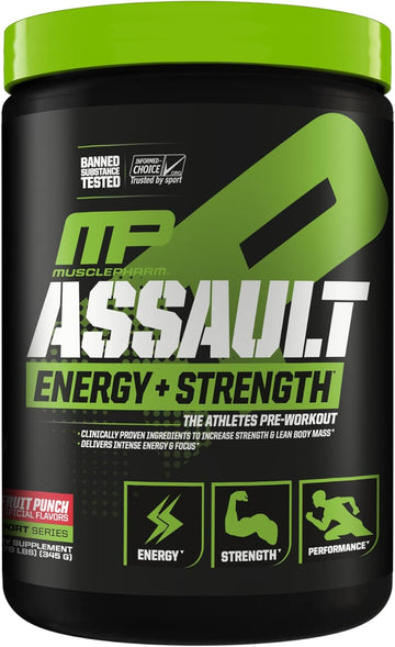 Muscle Pharm Assault Sport, Fruit Punch - 30 Servings - Pre-Workout wi