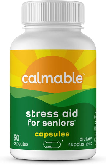 Stress Relief Aid For Seniors - Feel Happy, Calm, Focused And Relaxed - Vegan - L-Theanine, Phosphatidylserine, Ashwagandha - Anti Stress Support Vitamin Dietary Supplement - 60 Capsules