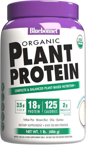 Bluebonnet Nutrition Organic Plant Protein - 18g Protein, 3.5g Fiber ?