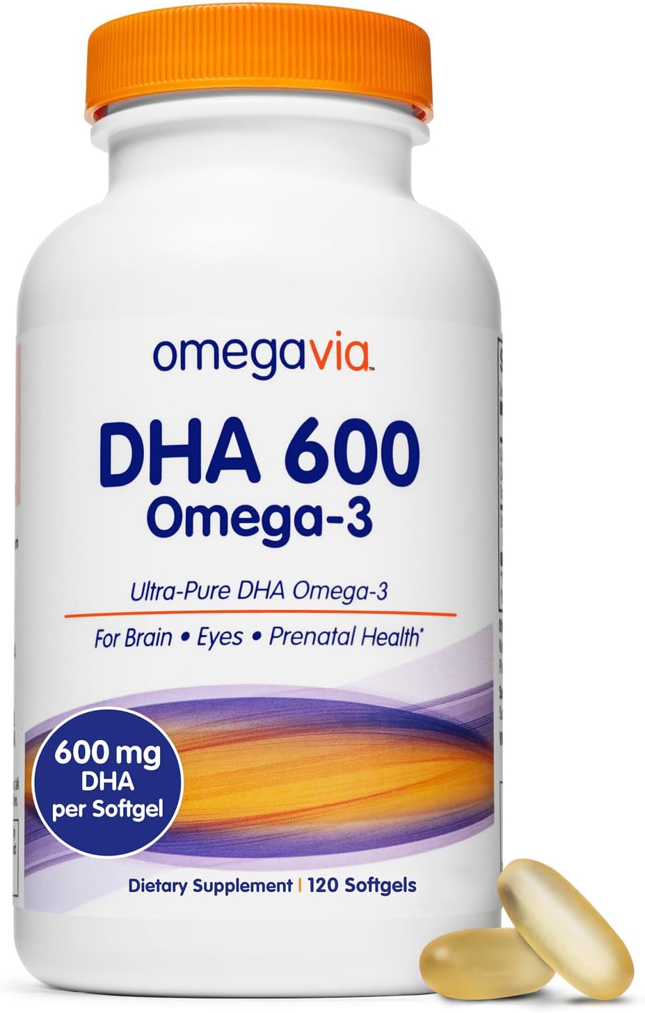 OmegaVia DHA 600 mg - Ultra-Pure DHA Supplements, Omega-3 for Brain &