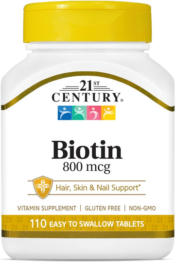 21st Century Biotin Tablets, 800 mcg, 110 Count (Pack of 3)