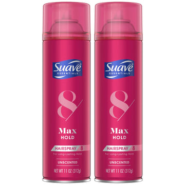 Suave Hairspray, Max Hold 8 – Vitamin-Enriched Hair Spray, Extra Hold, Anti-Frizz Hair Products, Unscented Hairspray, 11 Oz (Pack of 2)