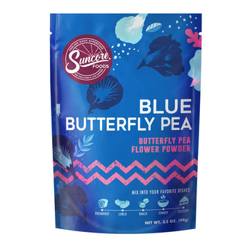 Suncore Foods Blue Butterfly Pea Powder, Blue Food Coloring Powder, Gluten-Free, Non-GMO, 3.5oz (1 Pack)