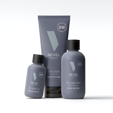 Bevel Shaving Kit For Men - Includes Pre Shave Oil, Shaving Cream, And After Shave Balm, Helps Reduce Skin Irritation And Prevent Razor Bumps