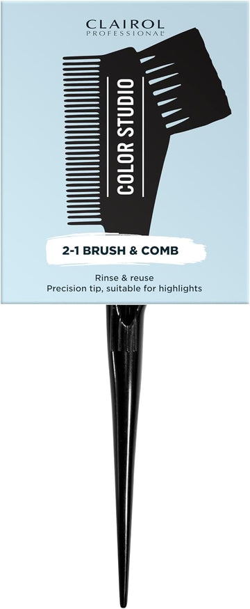 Clairol Professional Colour Studio Hair 2-1 Brush & Comb, Reusable, For At-Home Hair Colour, Precision Tip, Suitable For Highlights