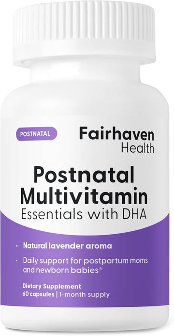 Fairhaven Health Postnatal Multivitamin Essentials | Vegan Daily Multivitamin For Postpartum Women | Breastfeeding Mother And Baby Development Support | Gluten, Dairy, Soy Free | Non-Gmo | 60 Capsules