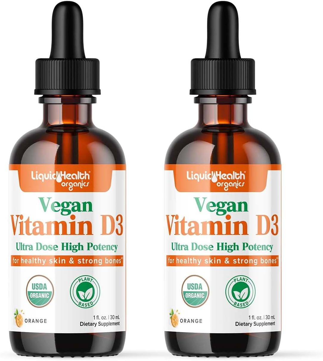 Liquidhealth Liquid Vitamin D3 5000 Iu, Organic Vitamin D Liquid Drops, Adults & Kids, Vegan Liquid Vitamin D For Immune Support, Bone Health, Mood Support - 2 Pack