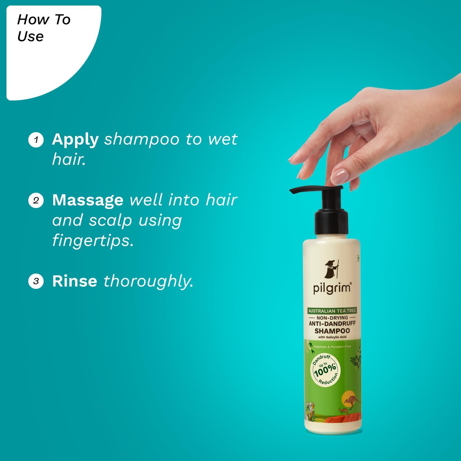 Pilgrim Australian Tea Tree Non-Drying Anti-Dandruff Shampoo 200 Ml | Removes Dandruff From Source | Helps With Itching, Irritation | Strong & Smooth Hair | For Men & Women