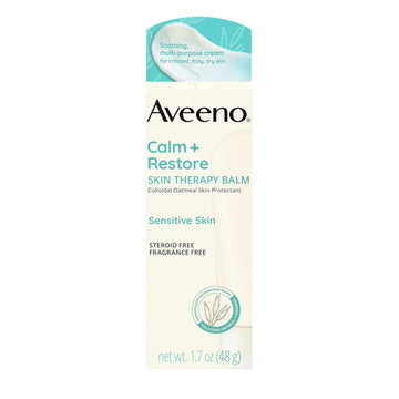 Aveeno Calm + Restore Skin Therapy Balm, Soothing & Moisturizing Skin Protectant For Sensitive Skin, Colloidal Oatmeal & Ceramide To Help Fight Dry Skin, Fragrance- & Steroid-Free, 1.7 Oz