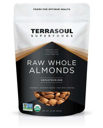 Terrasoul Superfoods Raw Unpasteurized Organic Almonds (Sproutable), 2 Lbs