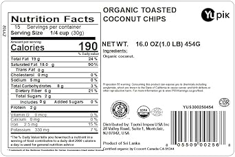 Yupik Organic Toasted Desiccated Coconut Chips, 16 Oz, Non-Gmo, Vegan, Gluten-Free