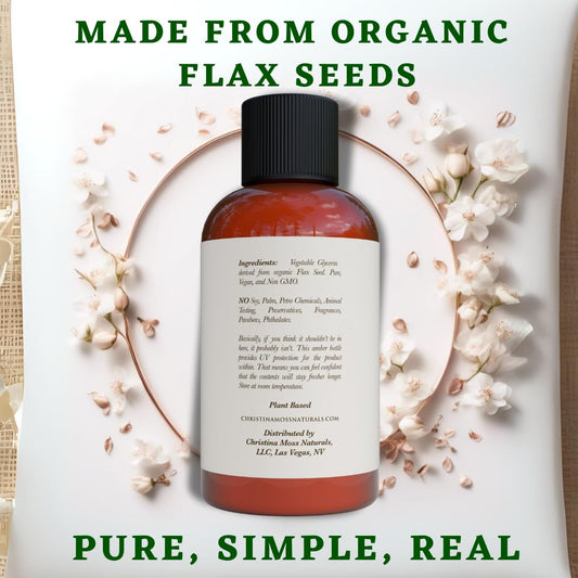 100% Pure Glycerin, Vegetable Glycerine, Vegetable Glycerine Food Grade, Glycerin Liquid, Made From Organic Flax Seeds, Glycerin For Skin, Face, Hands, Hair, Soaps, Body Washes, Shampoo, 4Oz