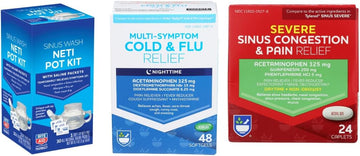 Rite Aid Cold and Flu Relief Bundle, Pain Relief, Congestion Relief, Fever Reducer, Sinus Medicine for Adults, Decongestants for Adults