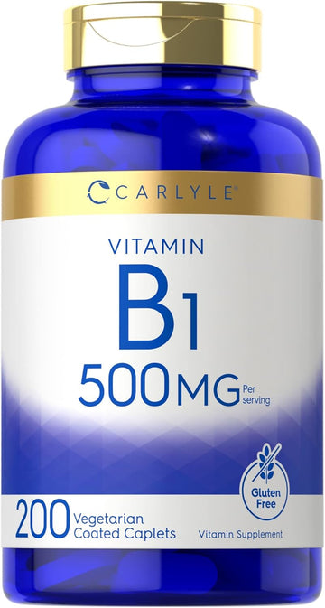 Carlyle Vitamin B1 500Mg (Thiamine) | 200 Vegetarian Caplets | Non-Gmo And Gluten Free Supplement