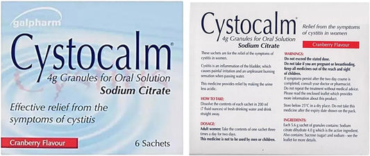 4X 6 Cystocalm Sachets, 4g, Cystitis Relief from Burning Pain, Cranberry Flavour – Bundled by Smart Cutie