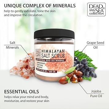 Dead Sea Collection Almond Vanilla Salt Scrub – Exfoliating Body Scrub For Women – Moisturizing And Nourishing Skin – With Pure Oils And Dead Sea Minerals (23.28 Oz)