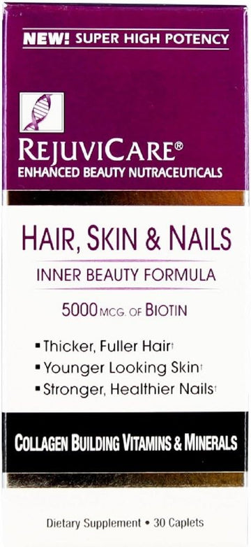Rejuvicare Hair, Skin & Nails Beauty Formula with Biotin, Collagen Building Vitamins and Minerals, 30 servings